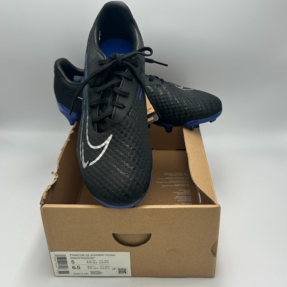 Nike Phantom GX Soccer Cleats DD9473-040 BlackChrome Hyper Royal SZ M 5/W 6.5